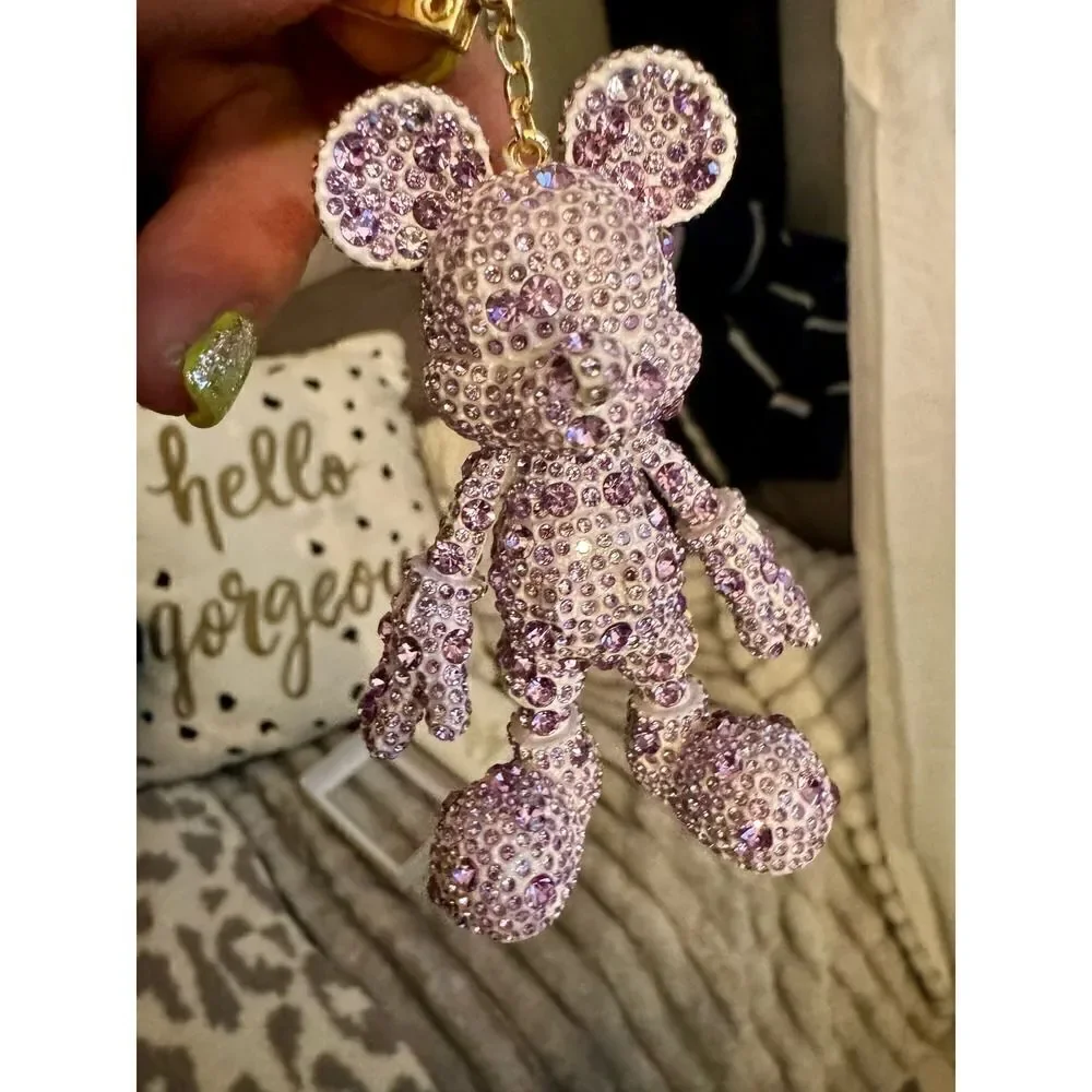 Purple crystal mickey Baublebar disney bag charm/keychain
